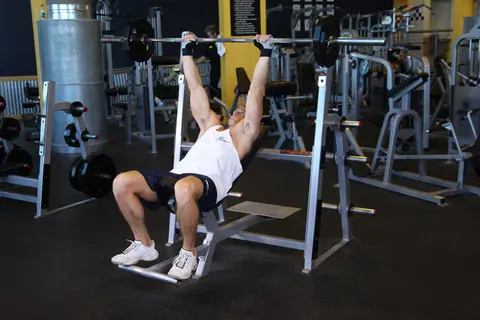 Barbell Incline Shoulder Raise — end position