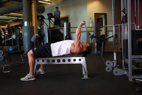 Cable Lying Triceps Extension — end position