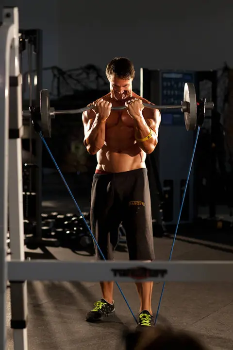 Close-Grip EZ-Bar Curl with Band — end position
