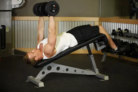 Decline Dumbbell Bench Press — end position