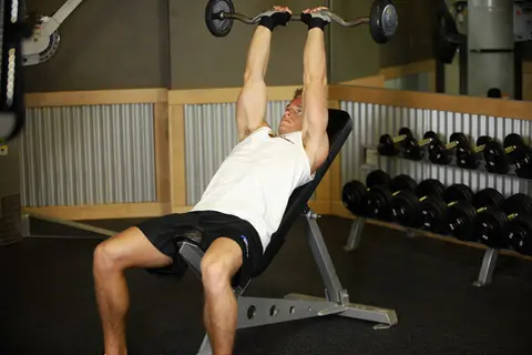 Incline Barbell Triceps Extension — end position