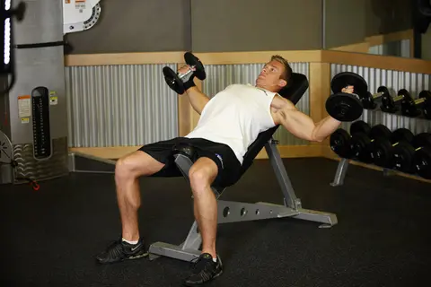 Incline Dumbbell Flyes — end position