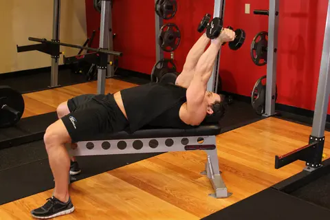 Lying Dumbbell Tricep Extension — end position