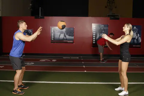 Medicine Ball Chest Pass — end position
