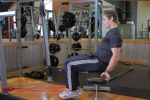 Seated Band Hamstring Curl — end position