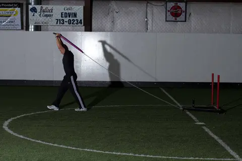 Sled Overhead Triceps Extension — end position